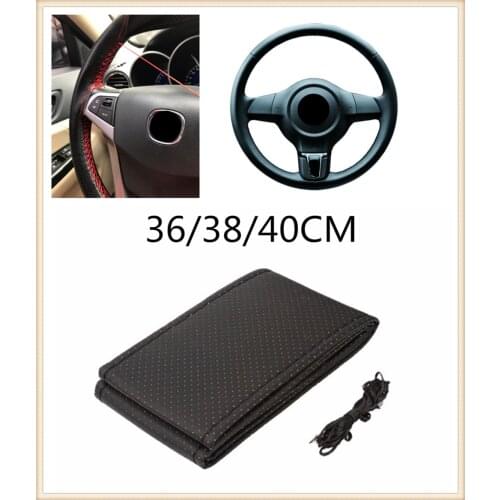 Braided car steering wheel cover pin and thread imitation leather for Jeep Hurricane Gladiator Wrangler Compass Patriot