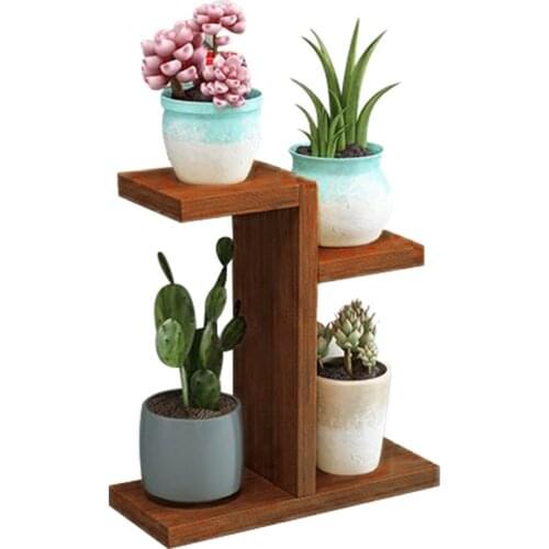 Shelf Flower Pot Bracket Rack Indoor Organizer Desk Balcony Garden Wooden Display Bonsai Simple Plant Stand