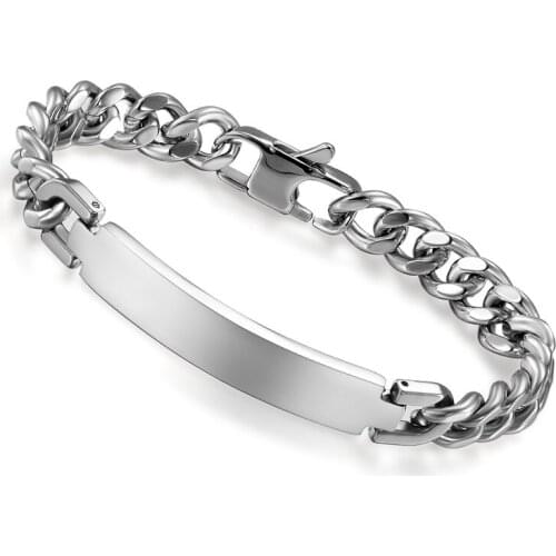 Provide Engrave Service) Boniskiss 316L Stainless Steel Bangle Bracelet Sliver Plated Bracelets Link Mens Women Fashion Jewelry