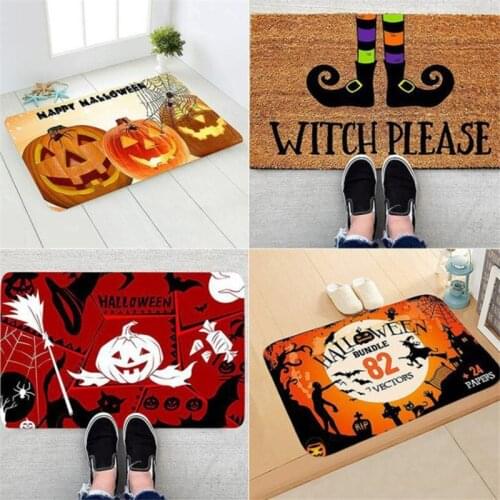 Halloween Printed Floor Mat Non-slip Water Absorption Door Carpet for Living Room Bathroom Hall Halloween Decoration Door Mat
