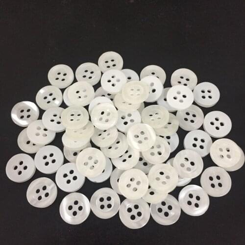 100pcs 11mm White Pearl Round Resin 4 Holes Buttons Sewing Accessories Dress Shirt Button For Scrapbooking Embellishments