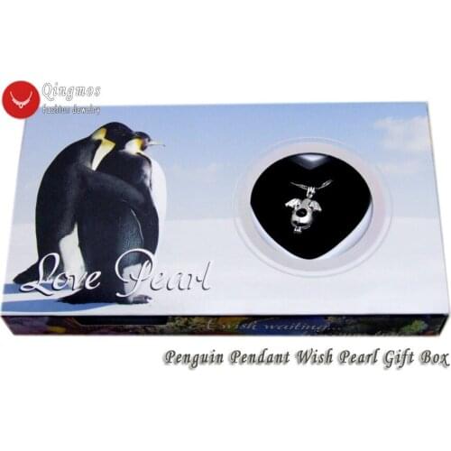 Qingmos Wish Pearl 16*25mm Penguin Cage Chokers Necklace for Women & Trendy Oyster Love Pearl Pendant & Necklace Chain-who3653