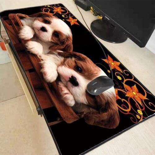 Mairuige 900X400X3MM Super Large Size Optional Locking Edge Mouse Pad Rubber Material Waterproof Desk Mat for Animal Cute Dogs