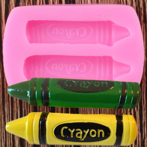 Two Crayon Silicone Mold Pencil Baby Party Cupcake Topper Fondant Cake Decorating Tools Candy Clay Chocolate Gumpaste Mould