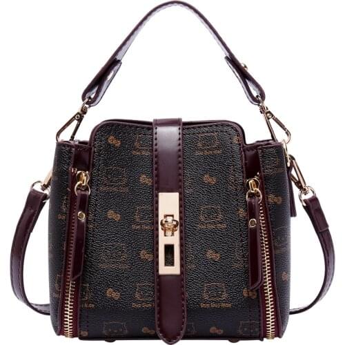 Womens Shoulder Bag 2020 Early Spring New Fashion Wild a Small Minority of France Shoulder Bucket Bag Bag Texture Printed Bag