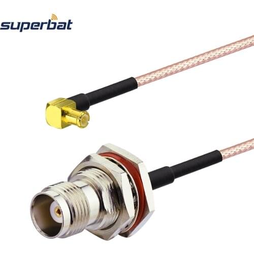 Superbat MCX Plug Right Angle to TNC Jack Bulkhead O-ring Connector Pigtail Coax Cable RG316 20cm for WiFi Antenna