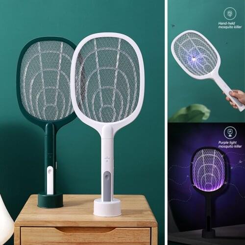 2 IN 1 LED Mosquito Killer Lamp 3000V Electric Bug Zapper Insect Killer USB Rechargeable Fly Swatter Trap Anti Mosquito Flies