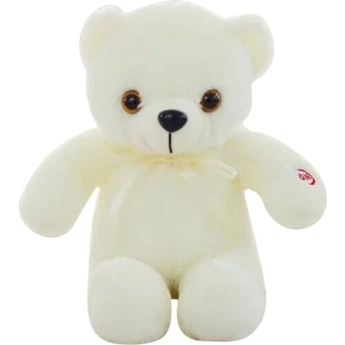 LED Flash Light Plush Luminous Cute Bow Tie Bear Creative Glow Bear Dolls Plush Toys for Valentines Day Gift