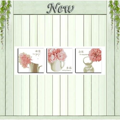 Sweeet affection triptych flower painting counted print on canvas DMC 14CT 11CT DIY Cross Stitch Embroidery kits Needlework Sets