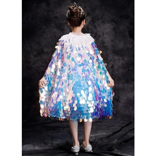 Girls Mermaid Cloak Children Colorful Sequined Cape Princess Ariel Cloak Kids Shiny Bright Party Costume Ariel Dress up