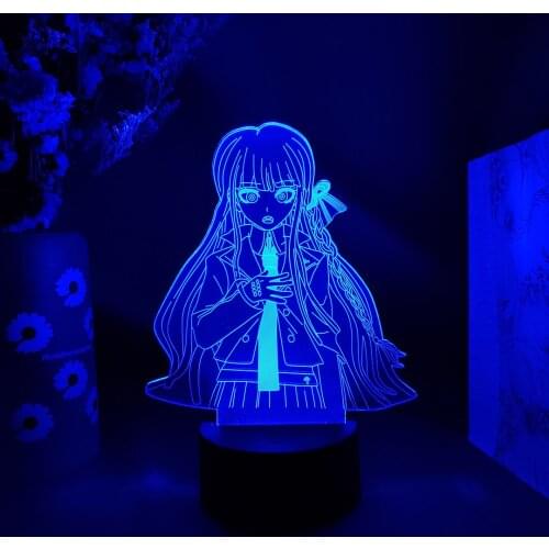 Video Game Danganronpa 3D Kirigiri Kyouko Otaku Night Lamp LED Sensor Light Kawaii Girls Gift Home Bedroom Upward Lighting Decor