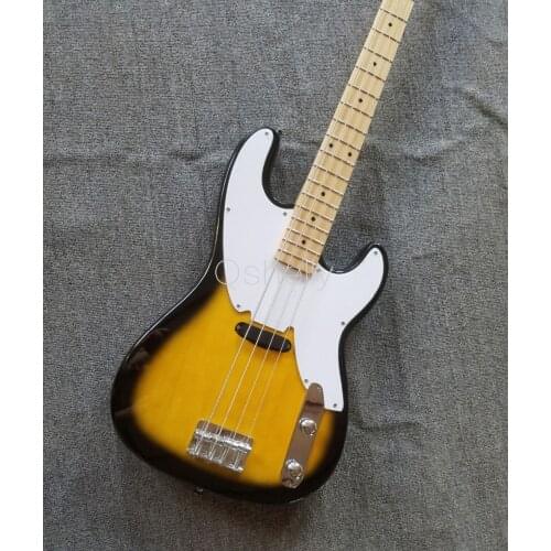 Top quality QShelly custom tobacco 4 strings 20 frets white pickguard MAPLE NECK P electric bass guitar musical instrument shop