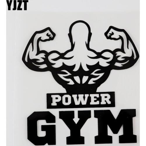 YJZT 12.2CMX12.9CM Power Gym Muscles Beautiful Body Decal Vinyl Car Sticker Black/Silver 8A-1072