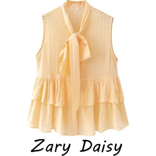 Zary Daisy European and American style ~ Fashion Joker Slim slim casual neckline knotted sleeveless top