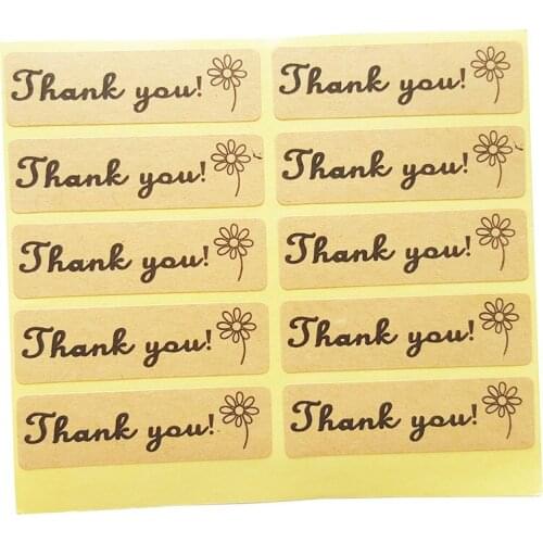 100 Pcs/lot Vintage Thank You Flower Sticker For handmade products baking products sealing sticker lable