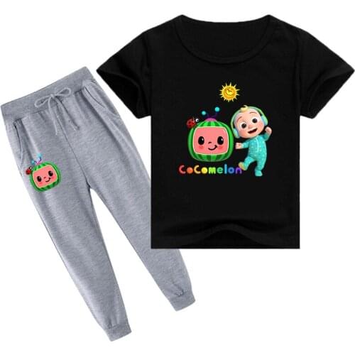 2PCS Childrens Short-Sleeved Trouser Suit 2-12Y Girls Clothing Sets Spring Summer Autumn Kid Garment Boy Cotton PajamasPantsuit