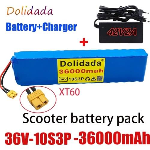 2021 Brand new 36V 36000mAh 600W 10s3p Li-ion battery pack 20A BMS Xiaomi M365 Pro eBike Bicycle Scooter XT60 or Tplug + charger