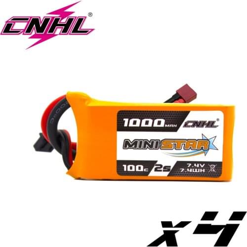 4PCS CNHL Lipo 2S 7.4V Battery 1000mAh 100C Ministar Series With T Deans For RC FPV Drone Quadcopter Helicopter Airplane Car