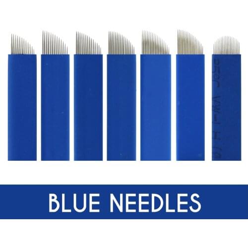 Microblading 0.2mm 18/ 14/ 12 Needles Blue Eyebrow Tattoo Needles Permanent Makeup Eyebrow Tattoo Supplies Microblading Needles