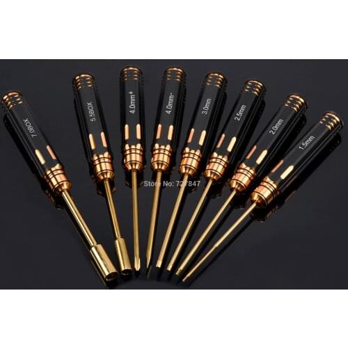 8Pcs 1.5/2.0/2.5/3.0/4.0/5.5/7.0mm Hexagon Screwdriver Socket Driver Nut Wrench Tool for RC Model Car Crawler SCX10 TRX-4