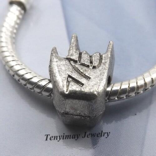 Finger Design Antique Alloy Beads European Charm Beads For Snake Chain Bracelet LB837