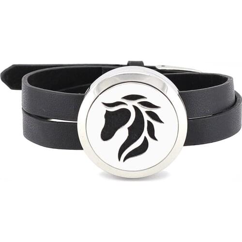 Free with felt pads! Hot sale 30mm 316L stainless steel twisted-off essential oil locket diffuser leather bracelet jewelry