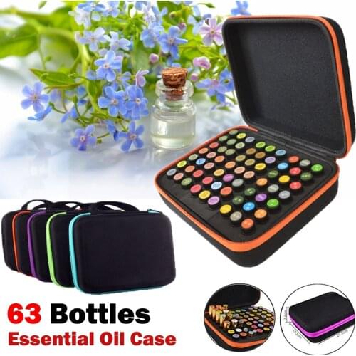 63 Bottles Essential Oil Storage Case 1-3ml Essential Oil Storage Bag Travel Carry Holder Storage Portable Handbag Organizer