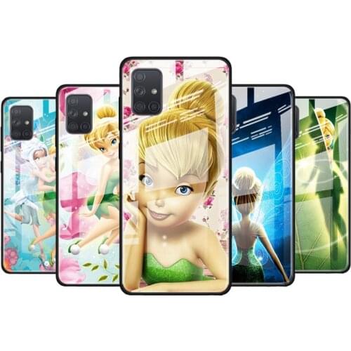 Disney Tinkerbell princess for Samsung Galaxy S21 Ultra A71 A51 4G 5G A91 A81 A41 A31 A21 A11 A01 Tempered Glass Phone Case