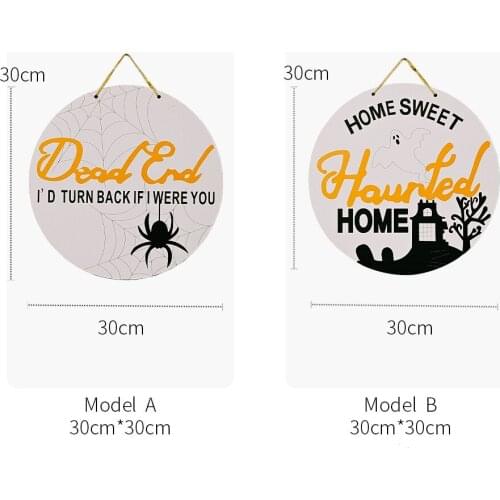 Halloween Decor Board Front Door Welcome Sign Garden Yard Decoration Doorplate Spider Ghost Print Doorplate Door Ornaments