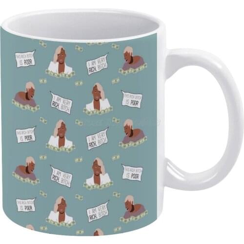 Leakes : Rich / Poor Pattern White Mug New Good Quality Print Mug 11 Oz Coffee Cup Leakes Leakes Blue Rhoa Real Housewives Real