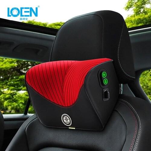 LOEN Car Smart Massage Pillow Auto Memory Foam Neck Pillow Headrest Neck Support DC 12V USB Charger Travel Pillow for Car Office