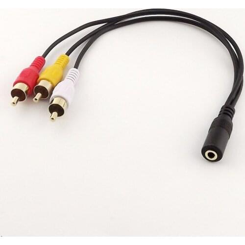 10pcs 3.5mm Mini Female Stereo To 3x RCA Male M/F AV TV Audio Video Adapter Cable Cord 25cm