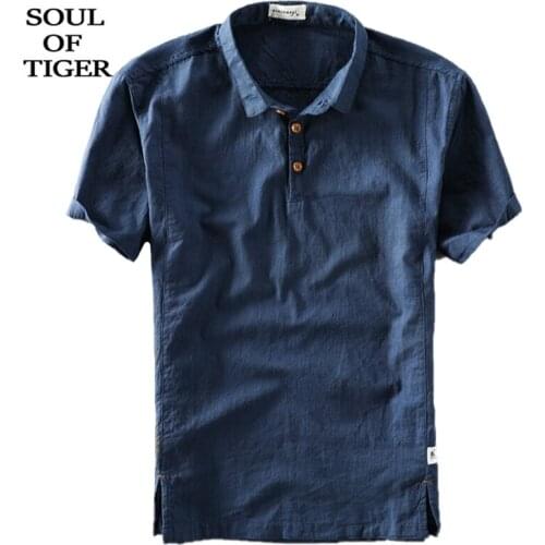 SOUL OF TIGER 2020 New Summer Fashion Style Male Casual Tops Mens Linen Vintage Shirts Loose Streetwear Boluses Plus Size 4 XL