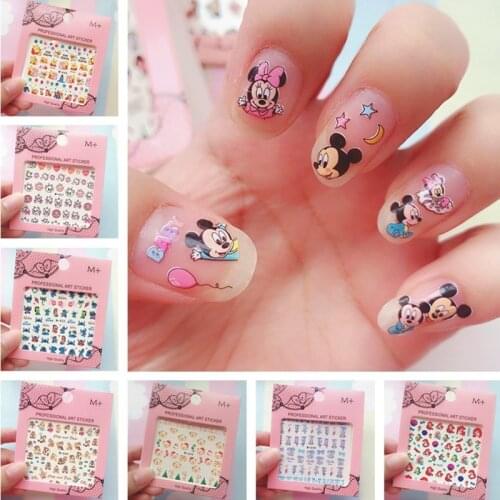 Disney Cartoon Cute Children Finger Nails Feet Nail Stickers Mickey Snow White Belle Mermaid Pooh Chip'n' Dale Marie Cat Sticker