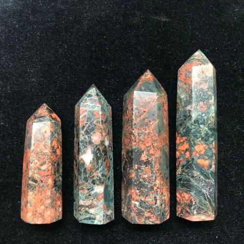 Natural Dragon Blood Hand-Polished Hexagon Point Chakra Healing Reiki Stone Home Decoration Stone Handicraft Decoration Point