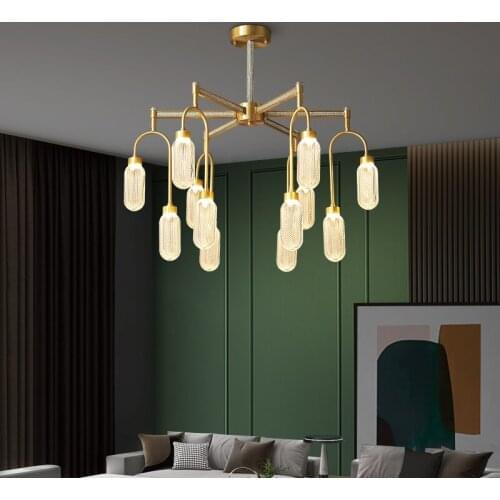 Nordic modern copper body glass chandelier G9LED living room bedroom dining room light