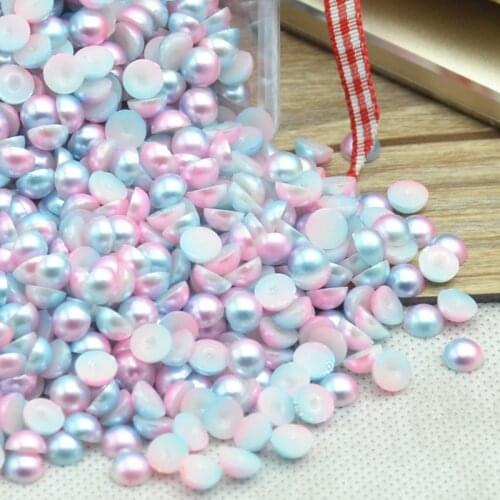 New Sale Baby Blue-Baby Pink Fancy Color Round Flatback Faux Pearls,Garment Accessories,D.I.Y Beads,Jewellry Beads Free Shipping