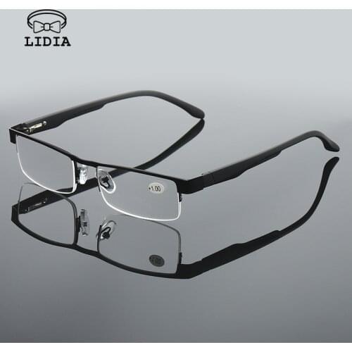 2021 New Half Frame Presbyopic Glasses for Men and Women Eyeglasses Far Sight Degree +1.0+1.5+2.0+2.5+3.0+3.5+4.0 Eyewear