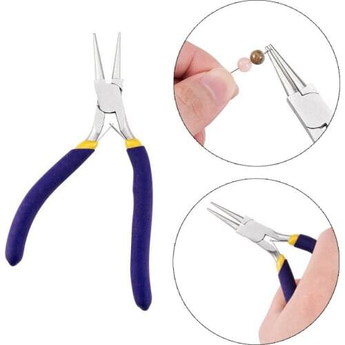 Purple Curved Handle Nickel Iron round Nose Pliers DIY Handmade Jewelry Jewelry Accessory