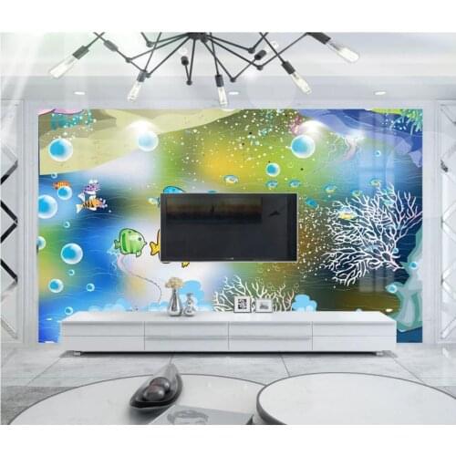 Custom photo wallpaper 3d murals wallpaper for walls 3 d HD Underwater World Dolphin Coral TV Background wall papers home decor
