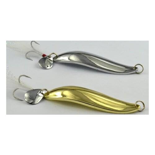1PCS 6g 12g 14g 20g Fishing Spoon Lure Trout Metal Hard Bait Sequin Spoon Noise Paillette with Feather Treble Hook