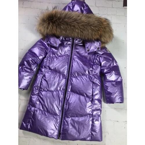 Real Fur 2021 winter down jacket childrens overcoat girl down jackets child long thick unisex outerwear boy duck down jackets