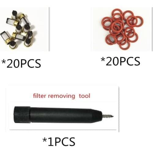 Fuel injector repair kit filter rubber oring seals with microfilter extractor remove tool for Camry car (AY-L41PCS)
