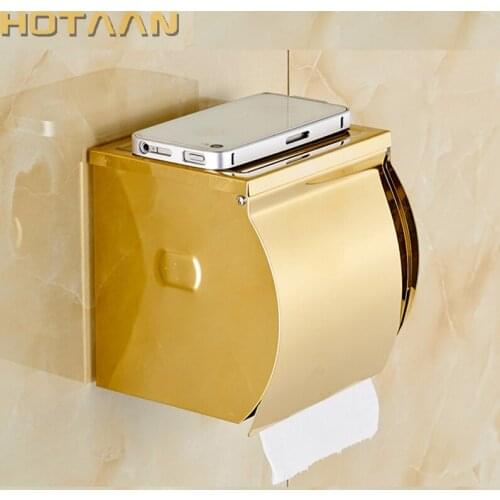 Luxury Gold SUS 304# Stainless Steel Bathroom Toilet Roll Paper Holder Box Concealed Wall Mounted Recessed Wall Embedded YT-1092