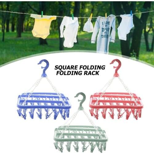 32 Clips Folding Socks Cloth Hanger Rack Clothespin Clothes Drying Rack