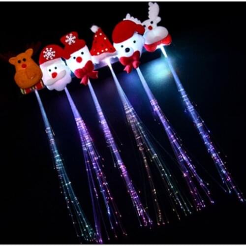 LED Glowing Chrismas Party Hair Braid Flash Hairpin Clip Halloween Gift Party Light-Emitting Fiber Hairpin Luminous Braids