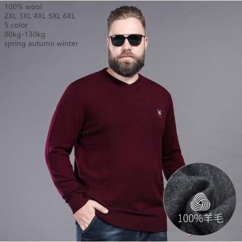 Naizaiga 100% wool V-neck daddy gray plus size 2XL-6XL suit for 80KG-130KG fat men pure wool winter sweater , JXRJ3