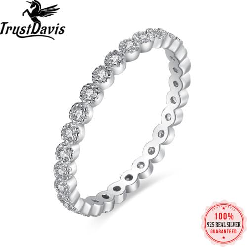 Trustdavis Real 925 Sterling Silver Simple Cute Dazzling CZ Charm Finger Ring For Women Wedding Party Fine S925 Jewelry DA1598