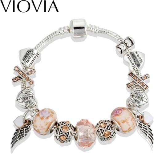 VIOVIA European Angel Wings Charm Bracelets for Women Bracelets Fashion Women Bracelets & Bangles Jewelry Pulseras Gifts B16177