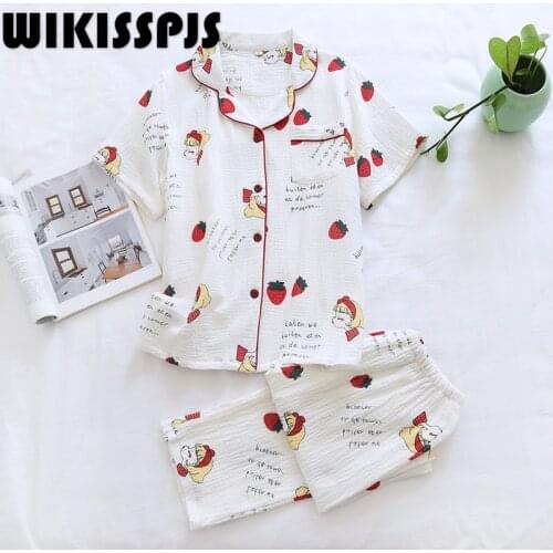 WIKISSPJS Summer Girls' Short Sleeve Housewear Two Piece Set Summer Pajama Set Women Pajamas for Teen Girls